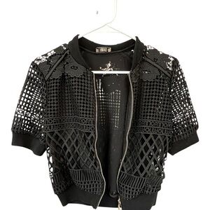 Liu Jo Black Mesh Bomber Jacket